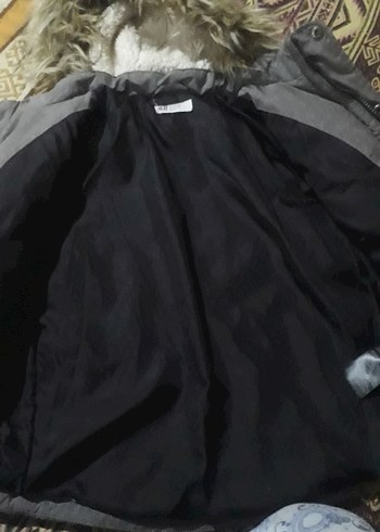 H&M Gri Erkek Çocuk Kürklü Kaban