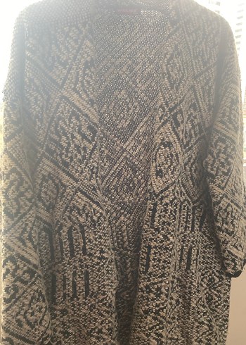 Gri Desenli Bohem Örgü Kadın Hırka - Görsel 3