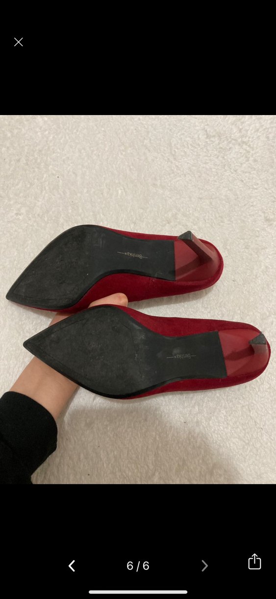 Kırmızı Süet Stiletto Topuklu Kadın Ayakkabı - Görsel 4