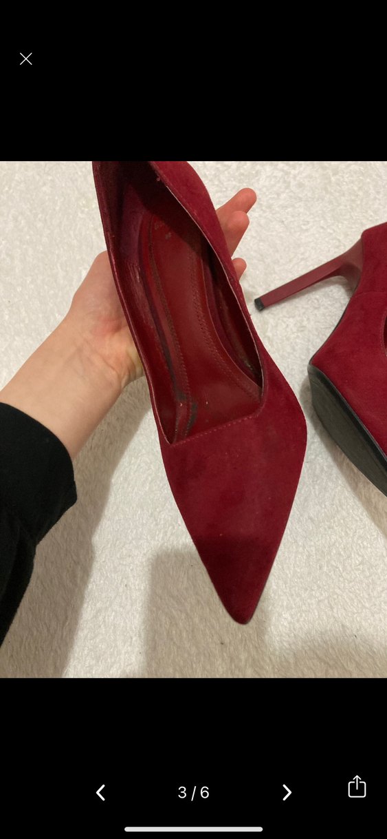 Kırmızı Süet Stiletto Topuklu Kadın Ayakkabı - Görsel 3