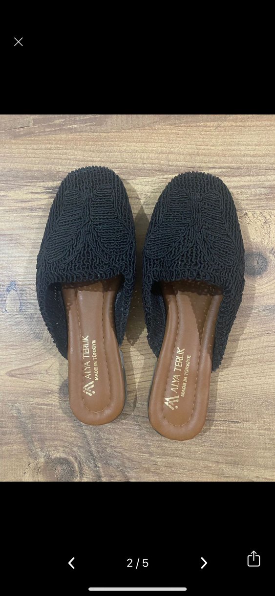 Kadın Siyah Örgü  Terlik - Görsel 2