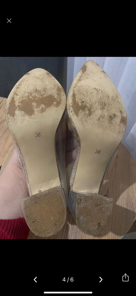 Bej Çiçekli Parlak Topuklu Kadın Ayakkabı - Görsel 4