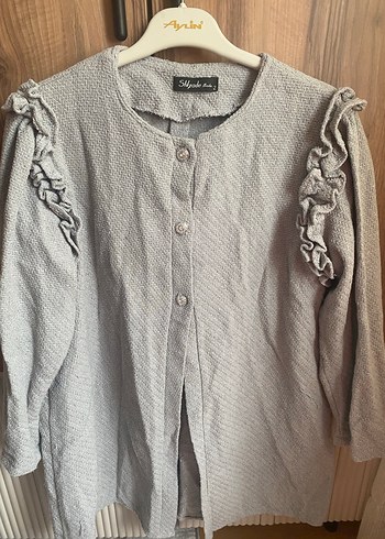 Gri Düğmeli tesettürlü Kadın Hırka tunik - Görsel 2