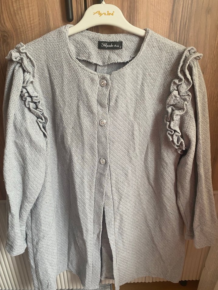 Gri Düğmeli tesettürlü Kadın Hırka tunik - Görsel 2