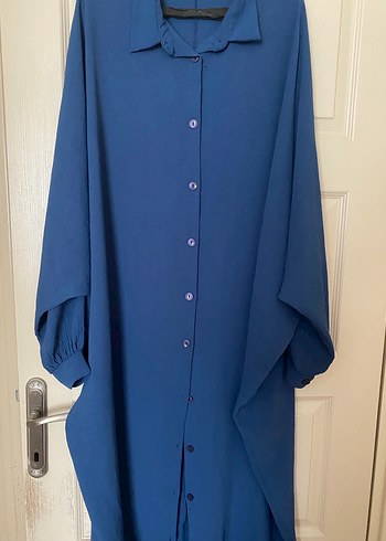 Mavi Uzun Salaş Kadın Elbise - Görsel 4