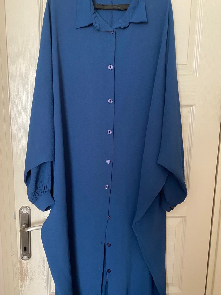 Mavi Uzun Salaş Kadın Elbise - Görsel 4