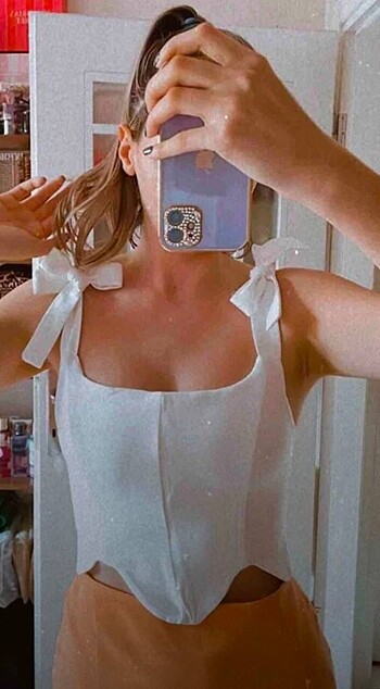 Trendyolmilla ekru crop balenli büstiyer