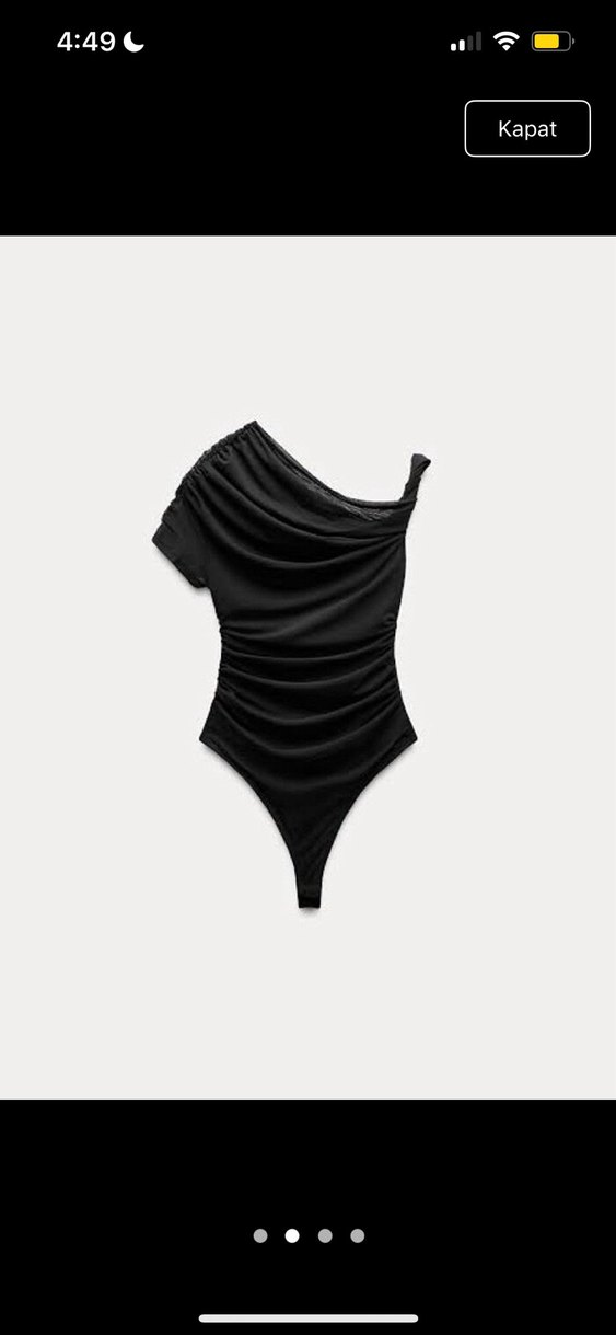 Drapeli Siyah Straplez Kadın Bluz - Görsel 2