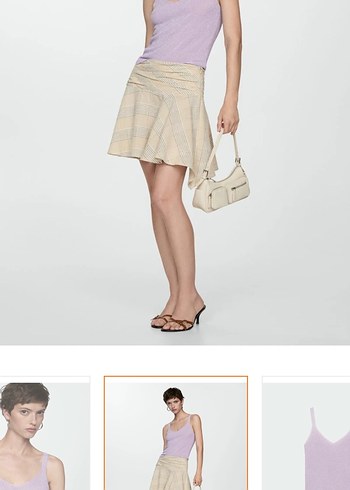 Mor V Yaka Kolsuz Mini Kadın Atlet - Görsel 2