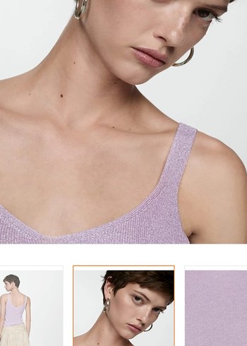 Mor V Yaka Kolsuz Mini Kadın Atlet - Görsel 5