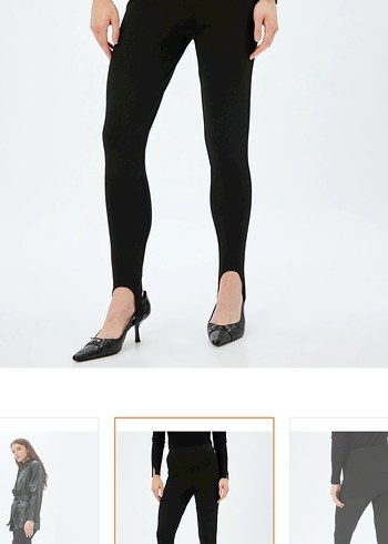 Deri Kemerli Siyah Kadın Tayt - Görsel 3