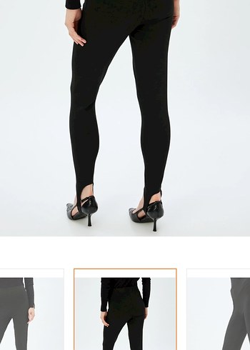 Deri Kemerli Siyah Kadın Tayt - Görsel 4