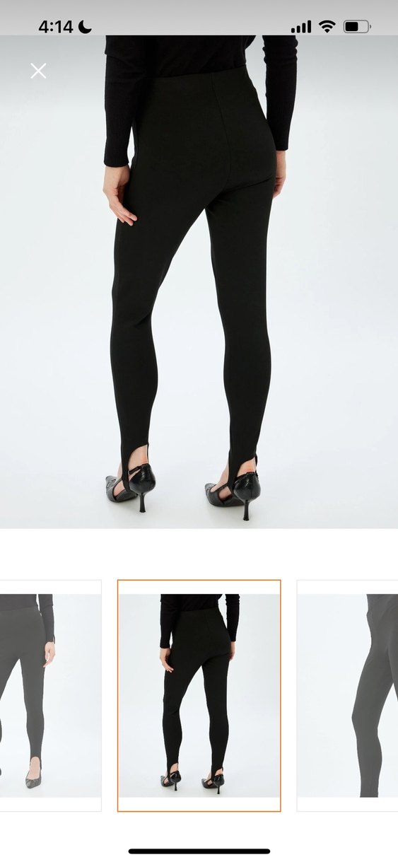 Deri Kemerli Siyah Kadın Tayt - Görsel 4