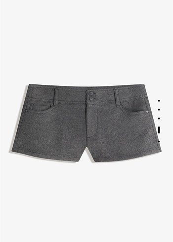 Düğmeli Gri Mini Şort - Görsel 3