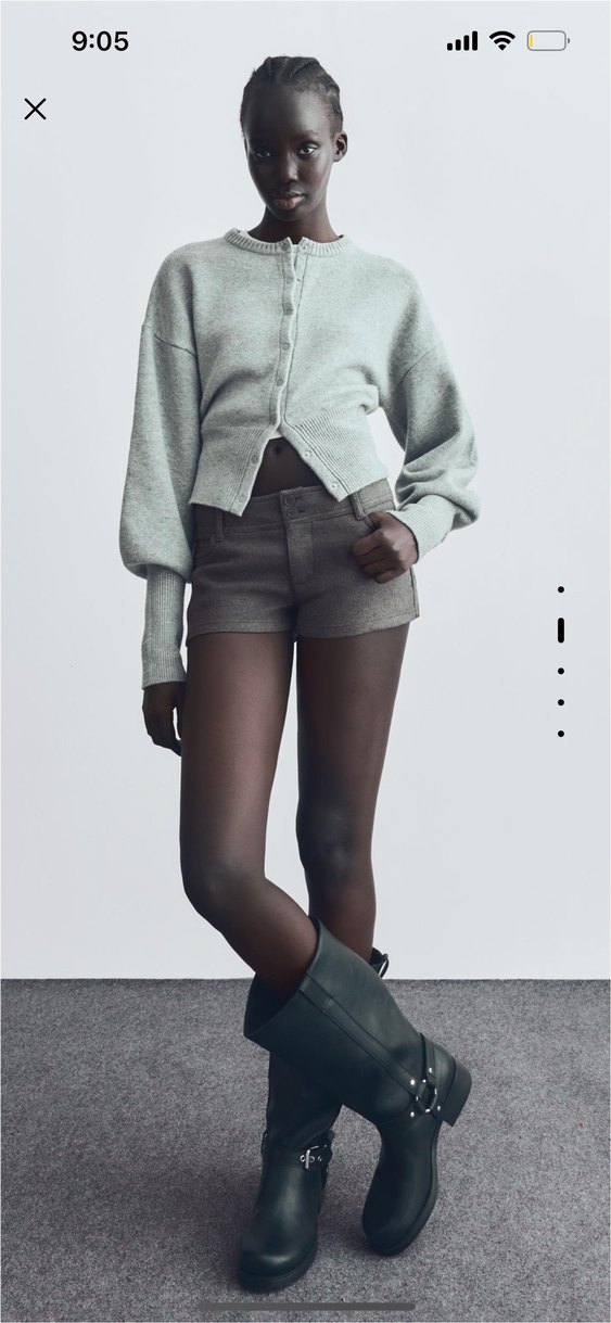 Düğmeli Gri Mini Şort - Görsel 2