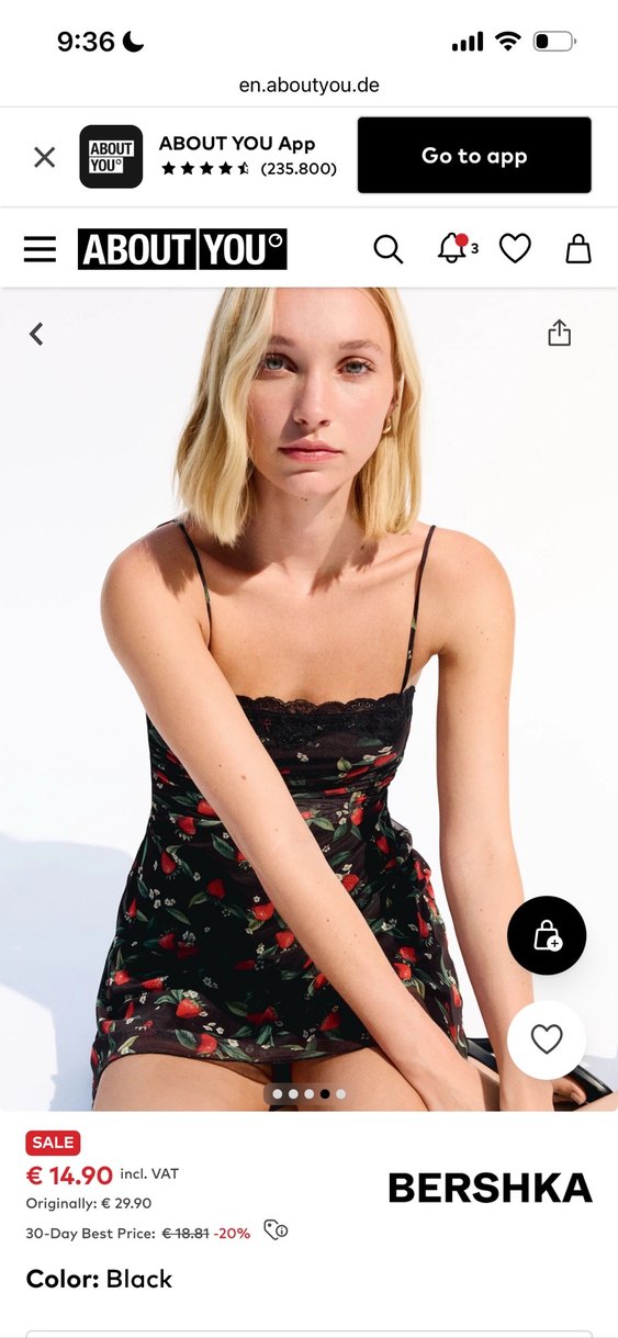 Dantel Detaylı Kırmızı Çiçekli Midi Elbise - Görsel 4