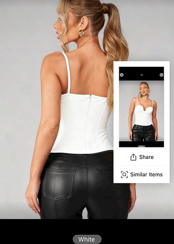 Düğmeli Beyaz Straplez Bustiyer - Görsel 2