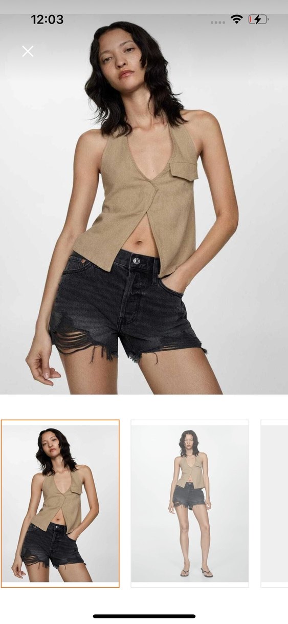 Siyah Yırtık Mini Denim Şort - Görsel 2