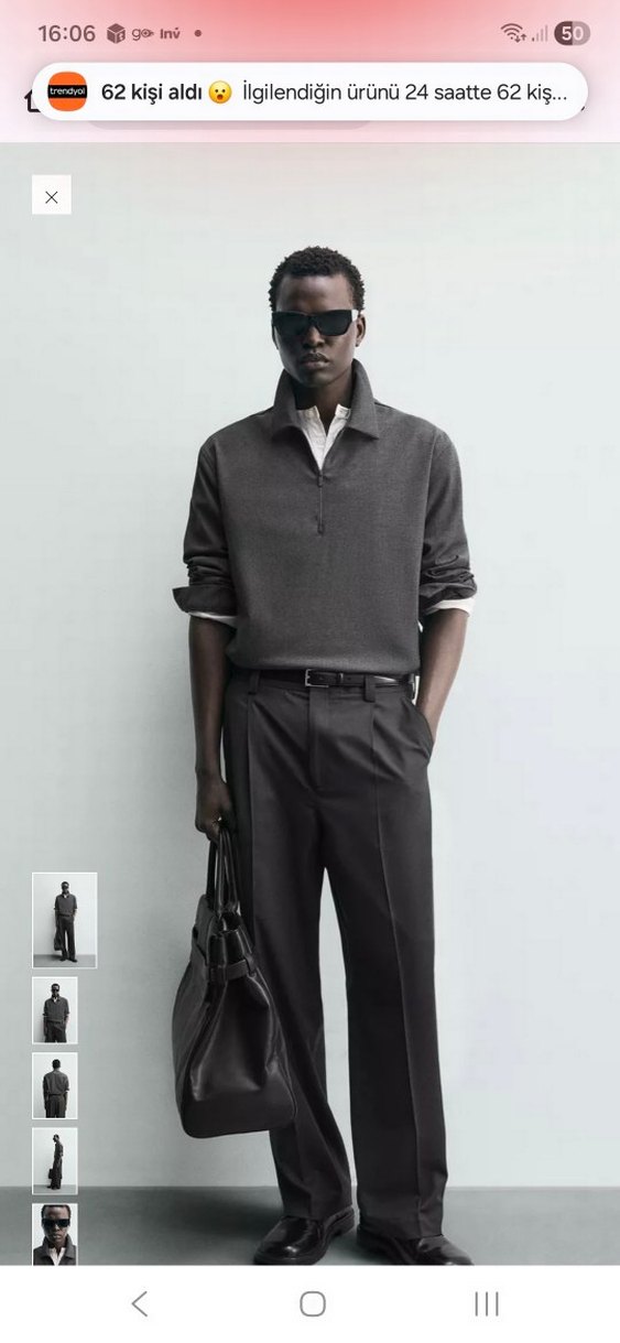 Gri Erkek Keten Uzun Kollu Gömlek - Görsel 2