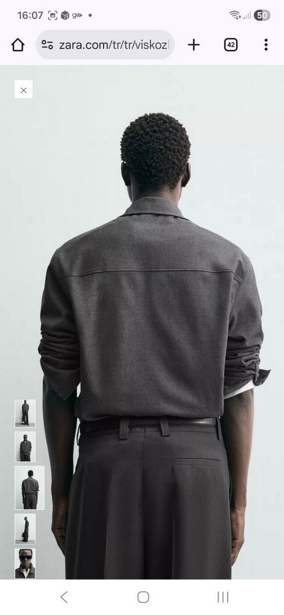 Gri Erkek Keten Uzun Kollu Gömlek - Görsel 3