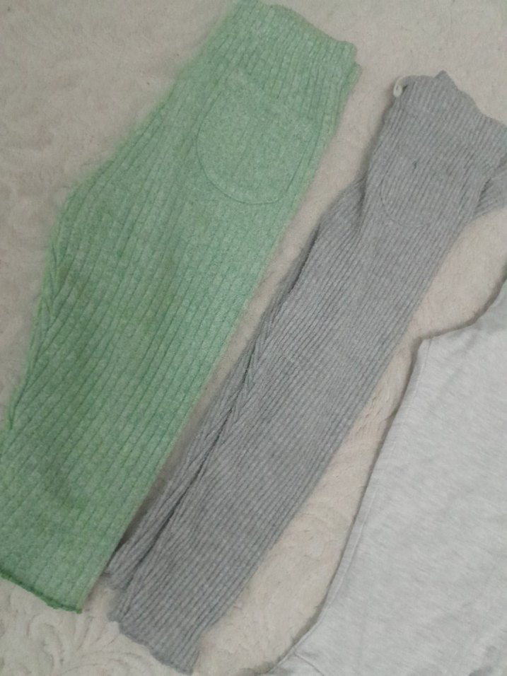 Kız Çocuk Triko Gri Tayt - Görsel 3