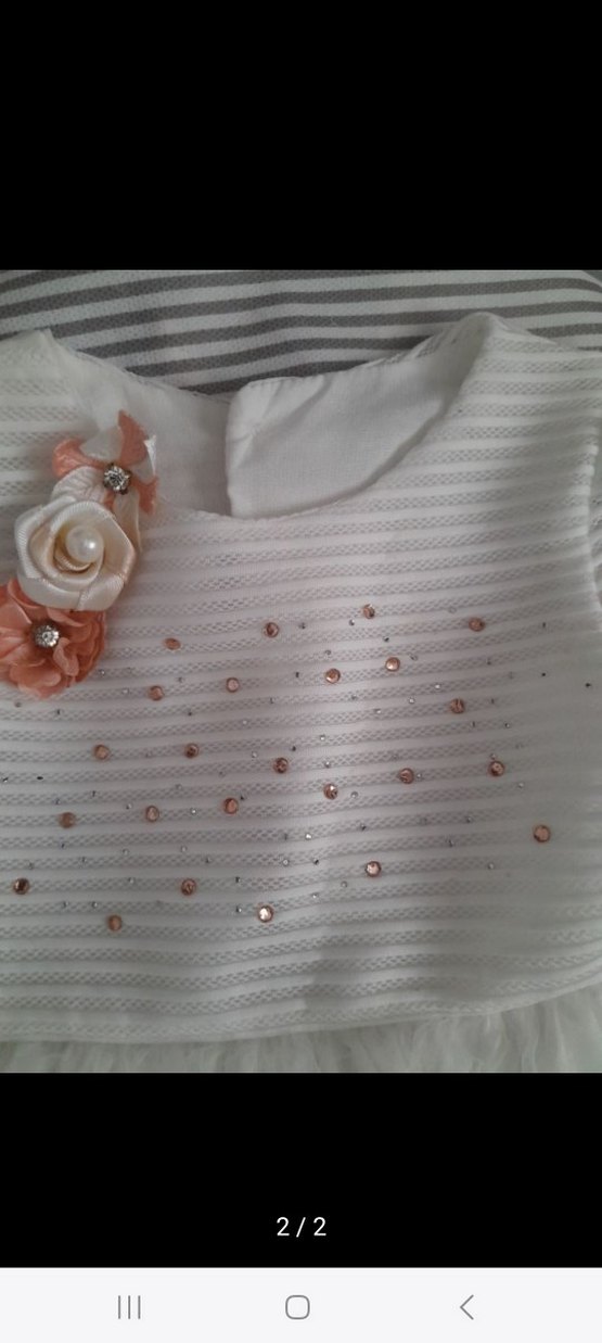 Kız Çocuk Beyaz Nakışlı Elbise - Görsel 2