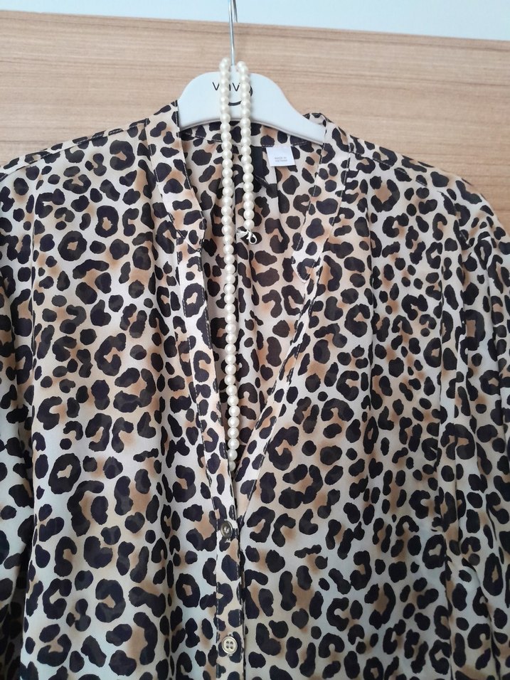 Leopar Desenli Bol Kesim Bluz gomlek - Görsel 2