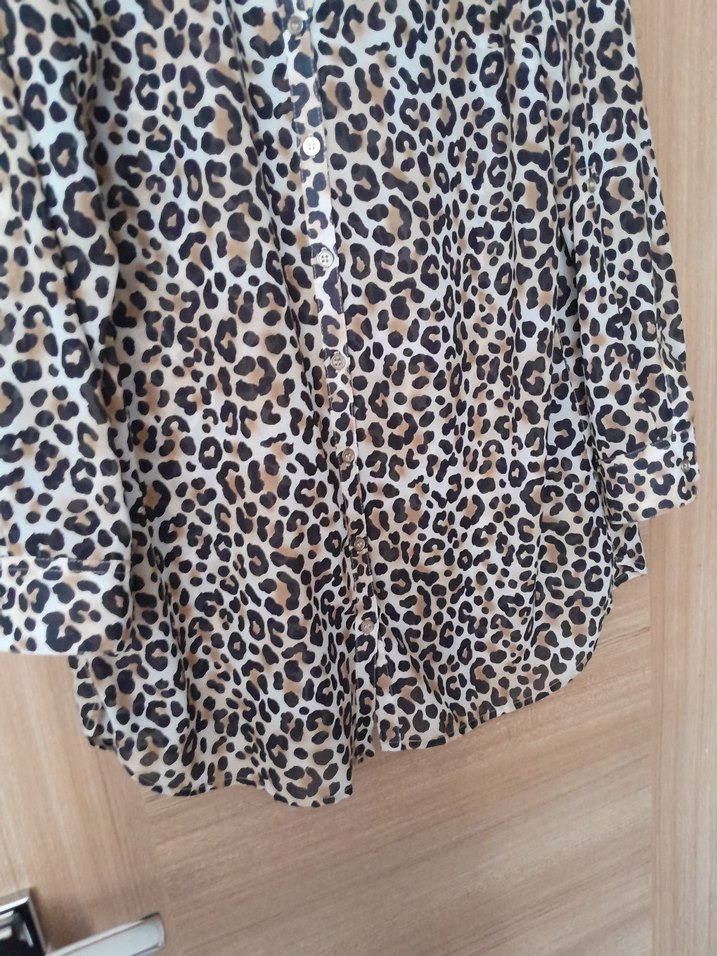 Leopar Desenli Bol Kesim Bluz gomlek - Görsel 3