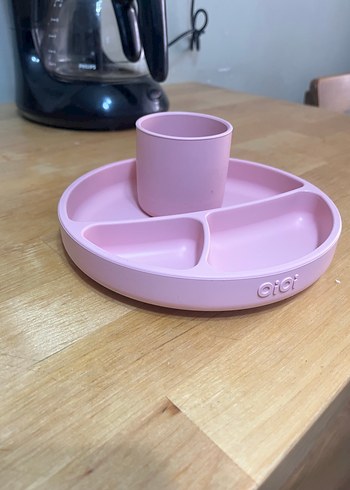 Pastel Pembe Bölmeli Çocuk Tabak Seti