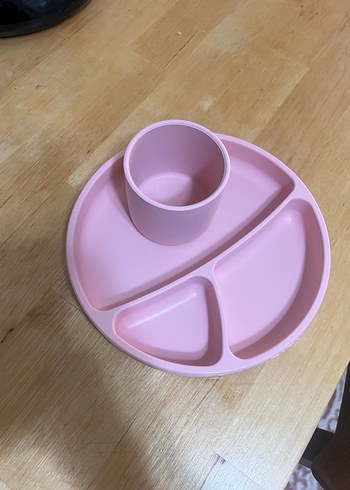 Beden Pastel Pembe Bölmeli Çocuk Tabak Seti