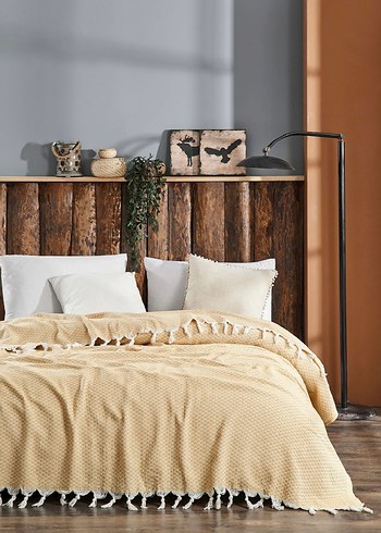 Mavi Gri Kareli Yatak Örtüsü - Görsel 2