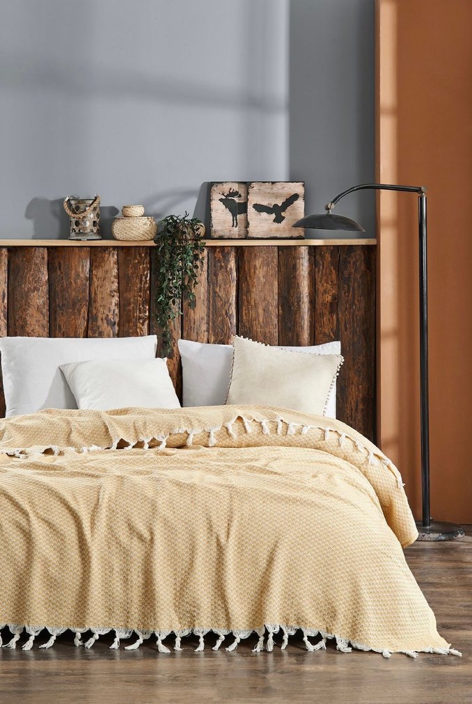 Mavi Gri Kareli Yatak Örtüsü - Görsel 2