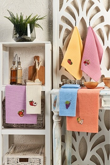Beden çeşitli Renk 6?lı Mutfak Kurulama Bezi Seti
