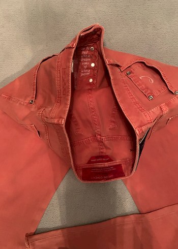 Kırmızı  Erkek Fermuarlı Pantolon,orjinaldir - Görsel 2