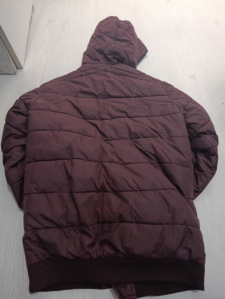 bordo Kapüşonlu erkek çocuk Mont - Görsel 2