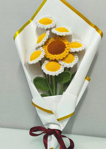 El Örgüsü Papatya Çiçek Buketi - Görsel 2
