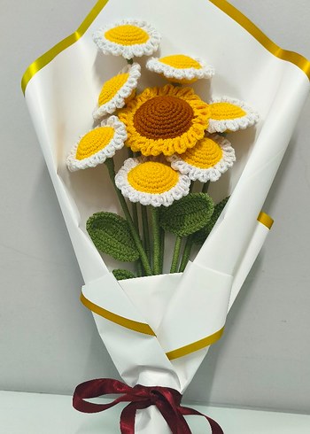 El Örgüsü Papatya Çiçek Buketi - Görsel 3