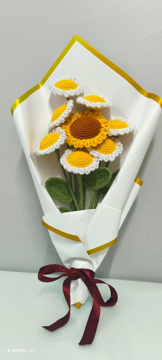 El Örgüsü Papatya Çiçek Buketi - Görsel 3