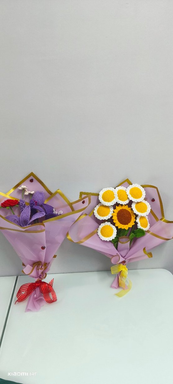 Bohem Mor Örgü Çiçek Buketi - Görsel 4