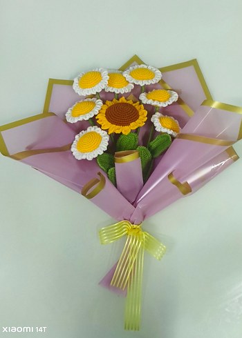 Modern Klasik Örgü Papatya Buketi - Görsel 2