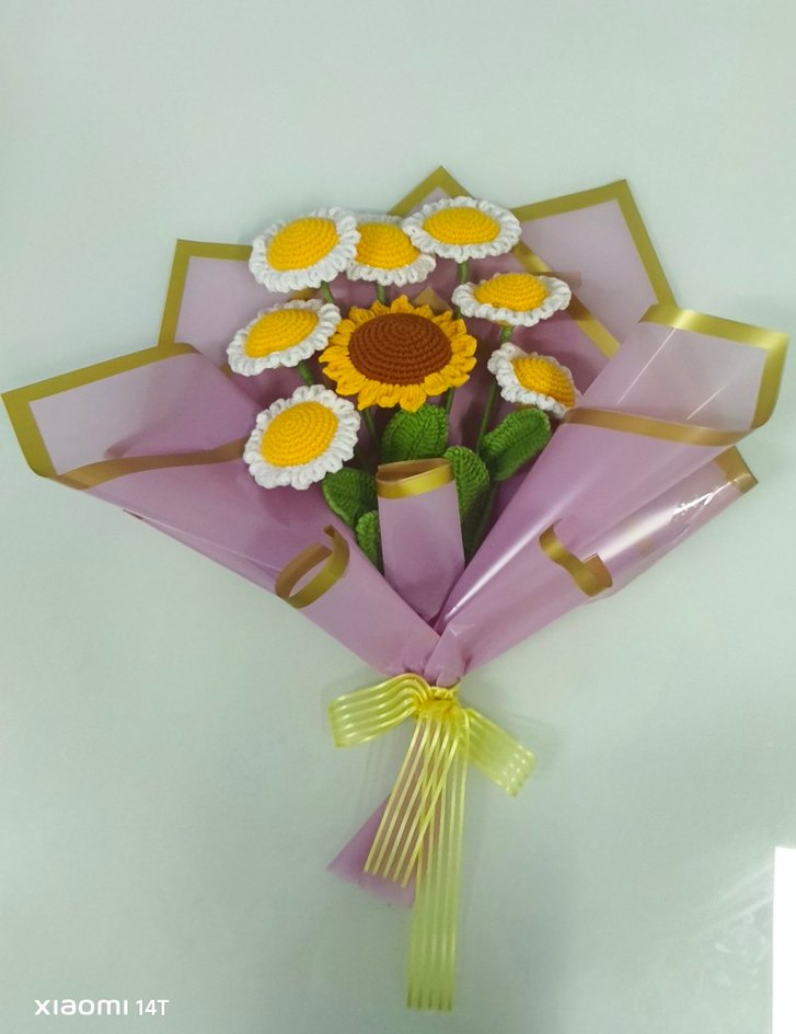 Modern Klasik Örgü Papatya Buketi - Görsel 2