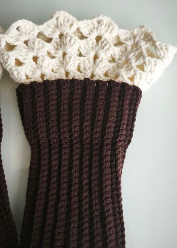 Bohem Örgü Kahverengi Kadın Eldiven - Görsel 3