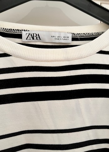 Zara Zara Uzun Kollu Çizgili Beyaz Kadın Kazak