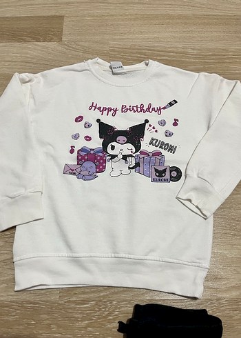 Zara Kız Çocuk Baskılı Sweatshirt ve Siyah Eşofman - Görsel 2