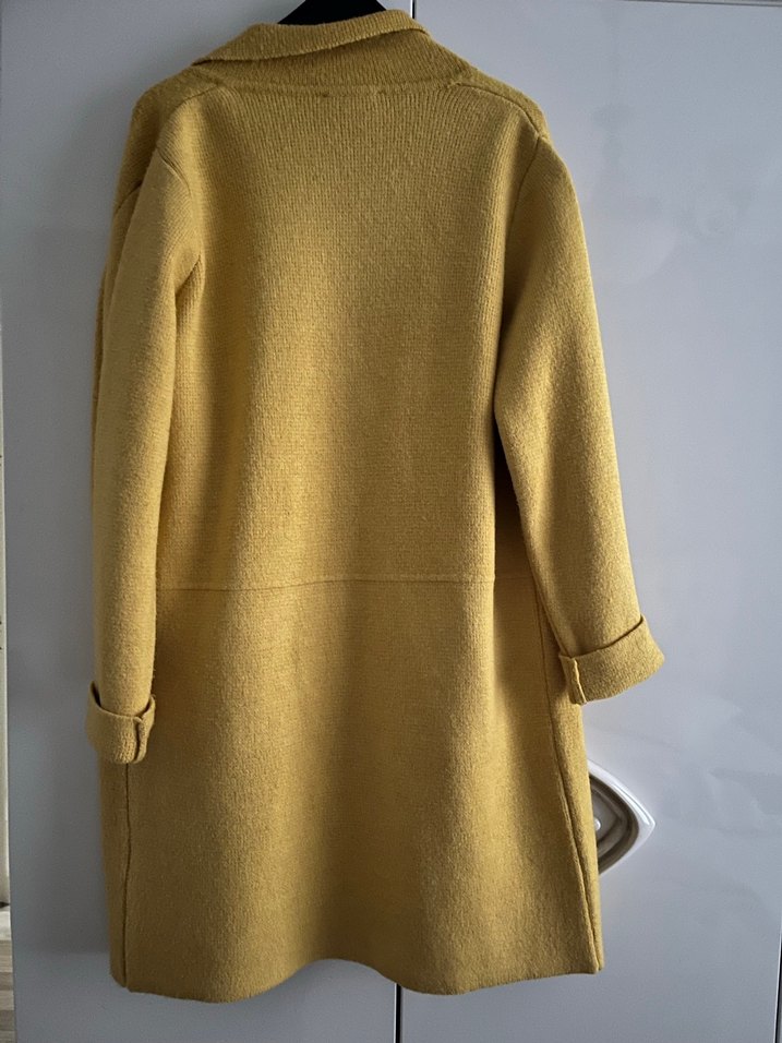 Düğmeli Sarı Midi Kadın Hırka - Görsel 2