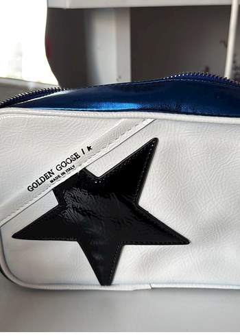 Golden Goose Deluxe Golden Goose Beyaz Lacivert Yildizli Sik Canta