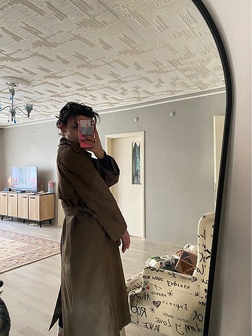 s Beden haki Renk Manuka oversize trençkot