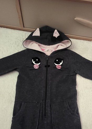 Kız Çocuk Gri Fermuarlı Tulum - Görsel 4