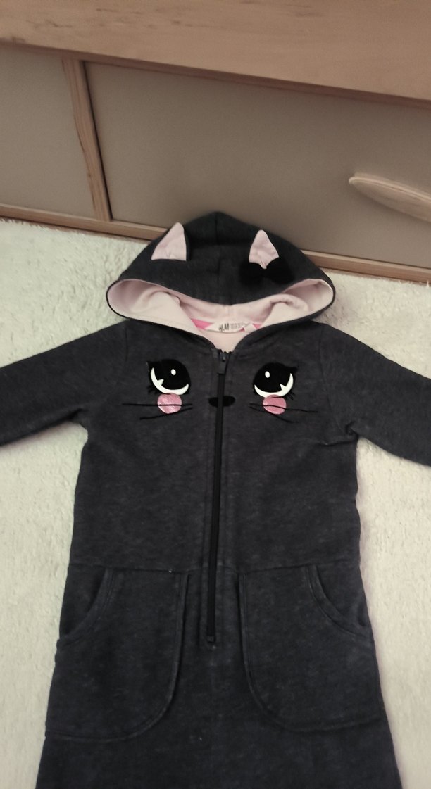 Kız Çocuk Gri Fermuarlı Tulum - Görsel 4