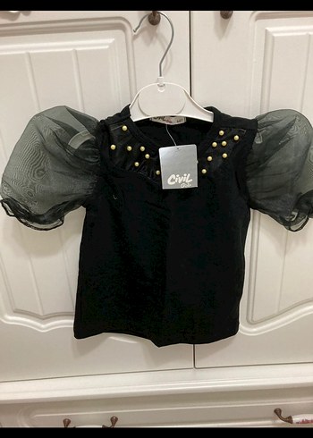 Siyah Kız Çocuk Gösterişli Kısa Kollu Elbise - Görsel 4